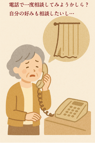 カーテン専門店へ電話で